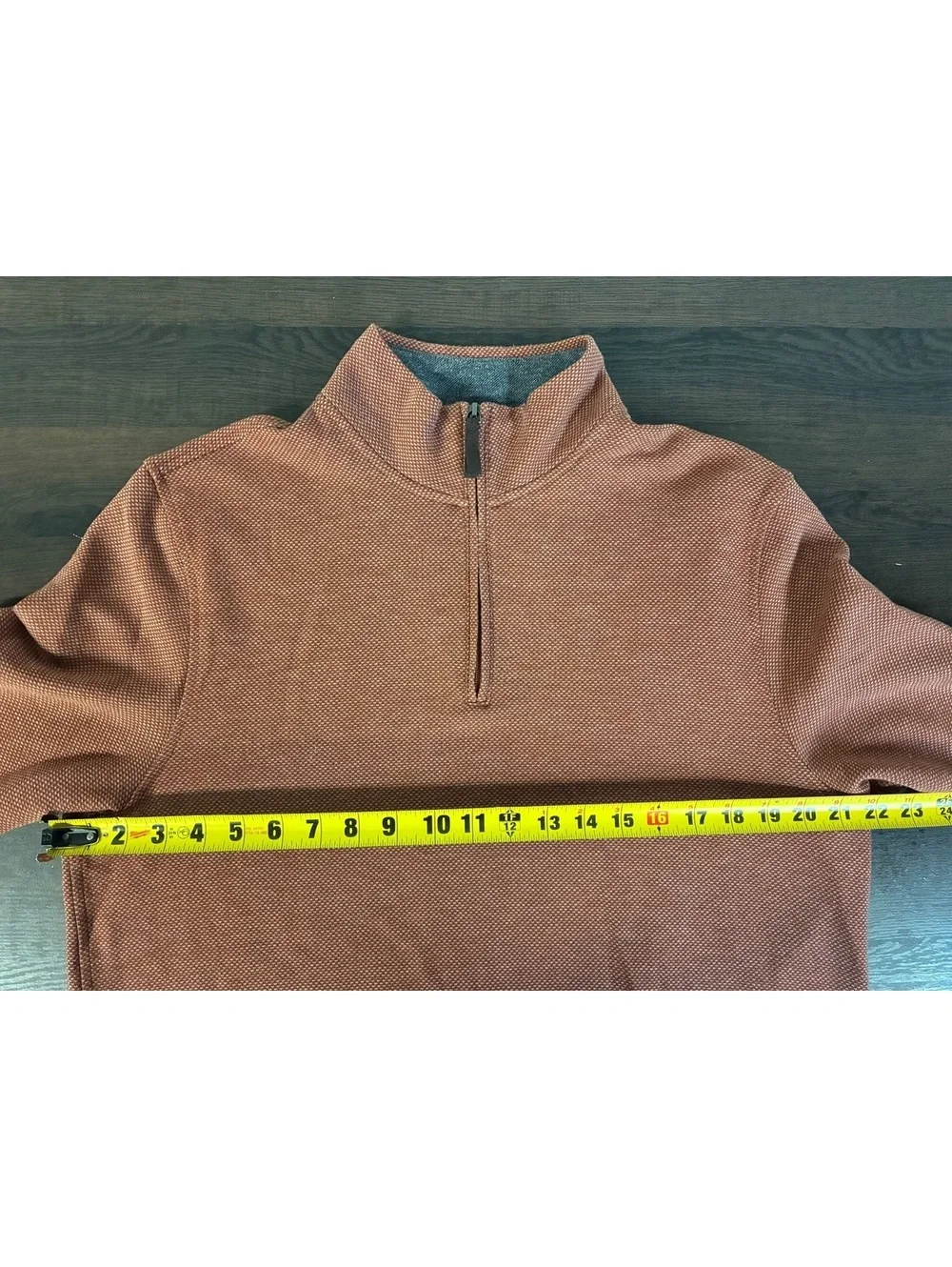 Tasso Elba Men’s Large Rust Quarter Zip Pullover Textured Quiet Luxury Preppy